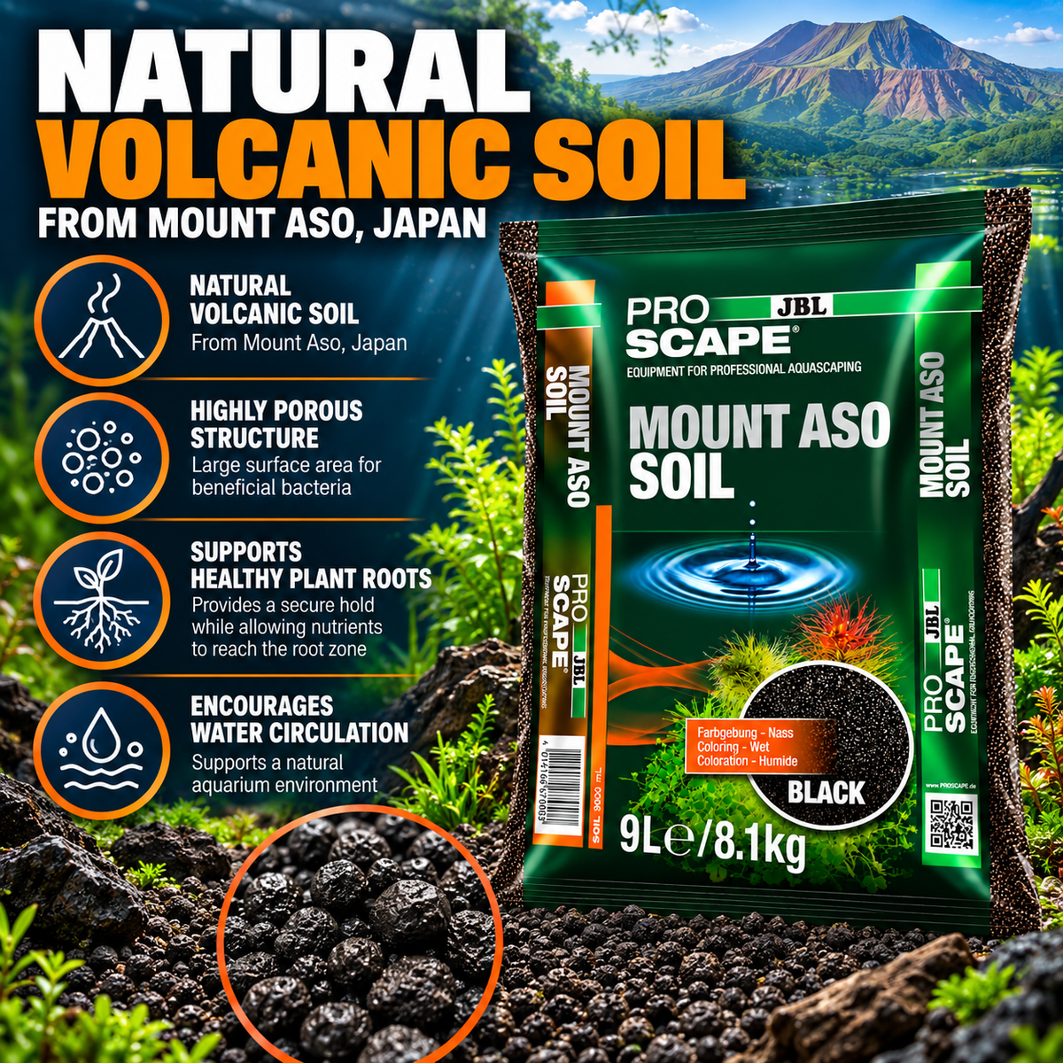 JBL ProScape Black Volcanic Aquarium Soil Substrate Planted Tank