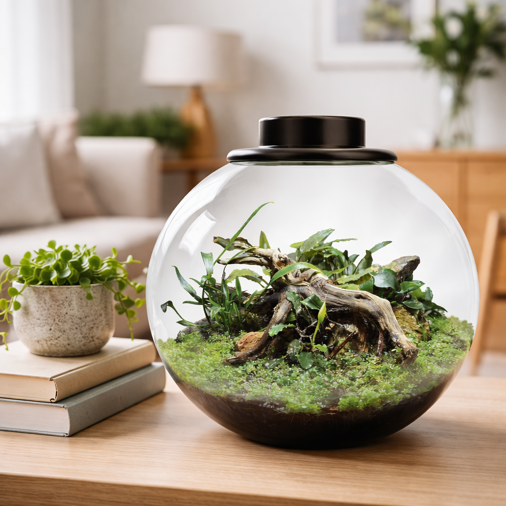 BioArt Bowl 225 Black Nano Garden – 5.1L LED Plant Terrarium Dome