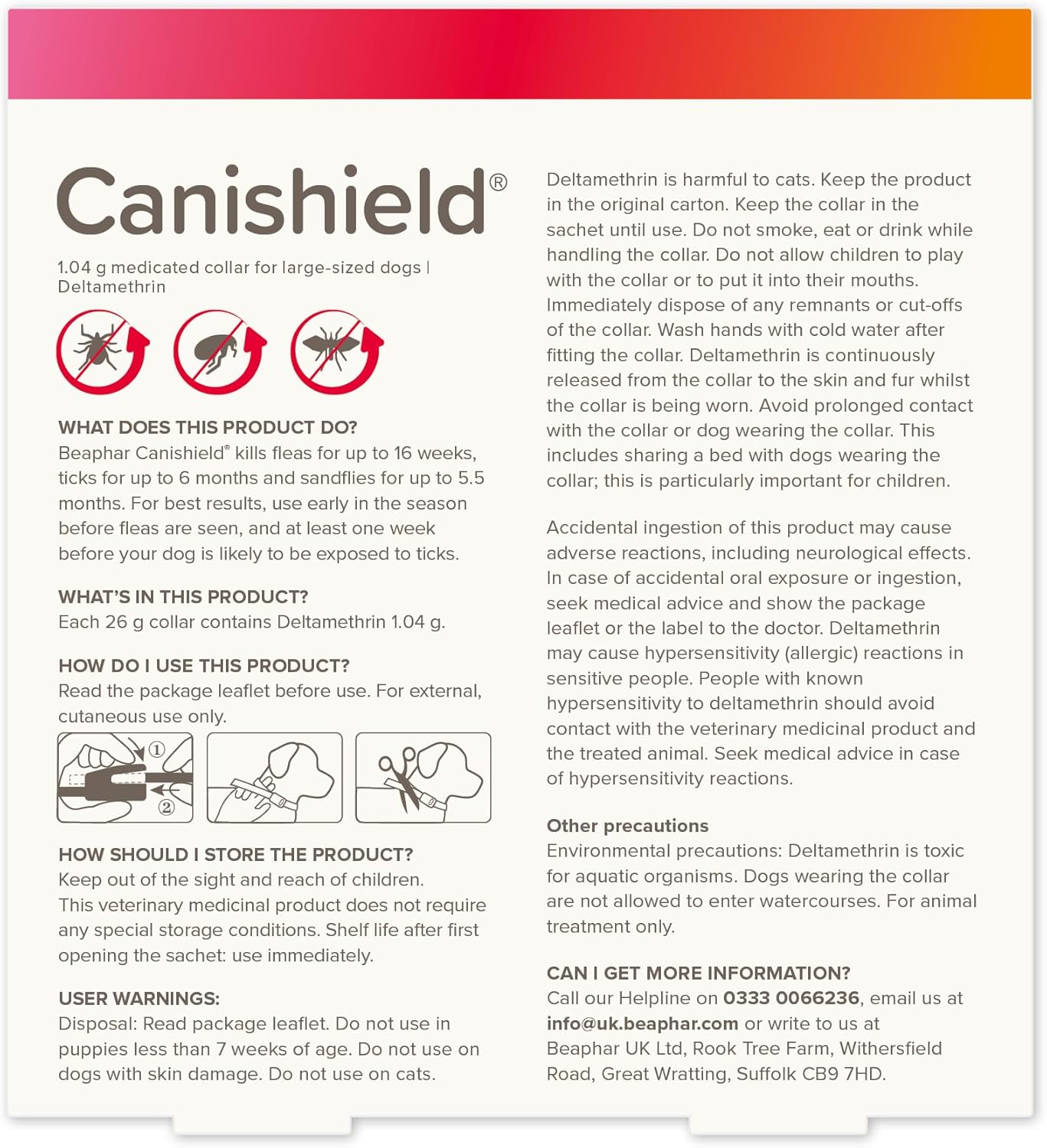 Beaphar Canishield Medicated Collar 4-6 Months up to 65cm