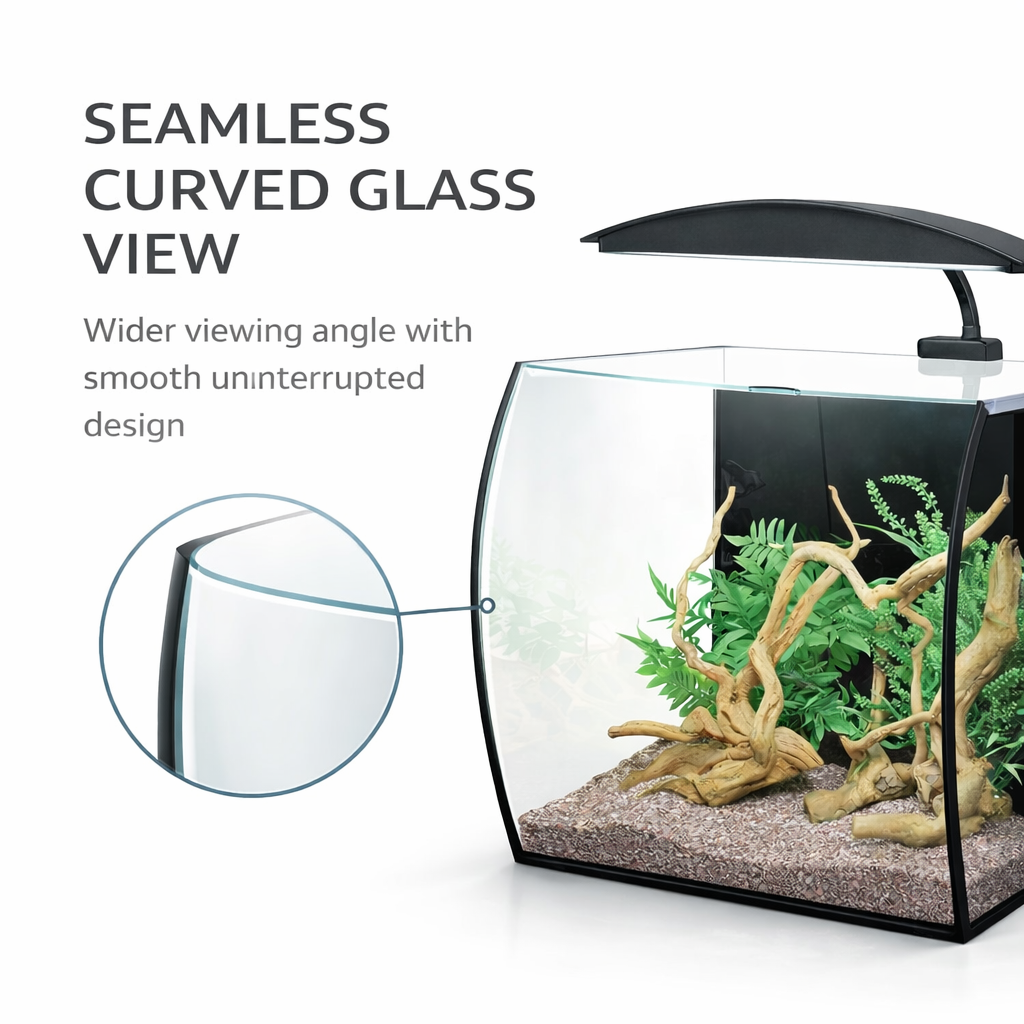 Aqua One Arc Aquarium 46L LED Fish Tank with Rear Filter & Curved Glass