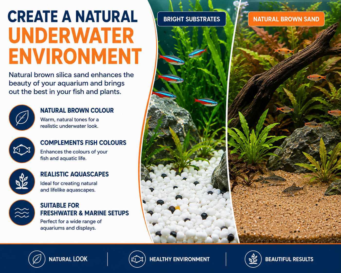 Aquarium Brown Silica Sand 25kg – Safe & pH Neutral
