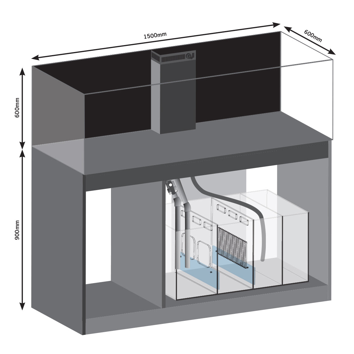 D-D Aqua-Pro Reef 1500 Tank & Cabinet (Driftwood Concrete)