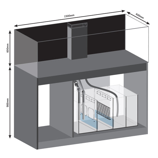 D-D Aqua-Pro Reef 1500 Tank & Cabinet (Satin Black)