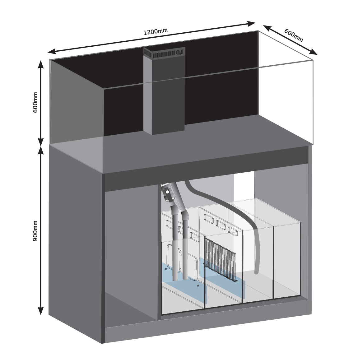 D-D Aqua-Pro Reef 1200 Tank & Cabinet (Driftwood Concrete)