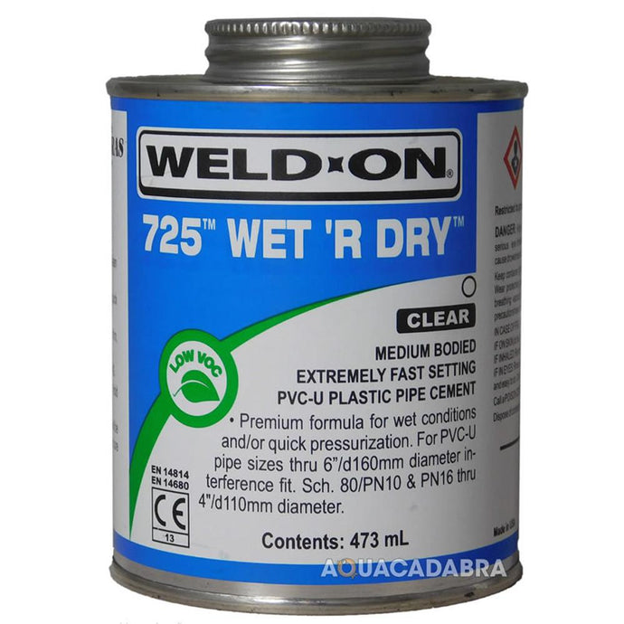 Weld-On 725 Wet R Dry PVC Pipe Cement 473ml