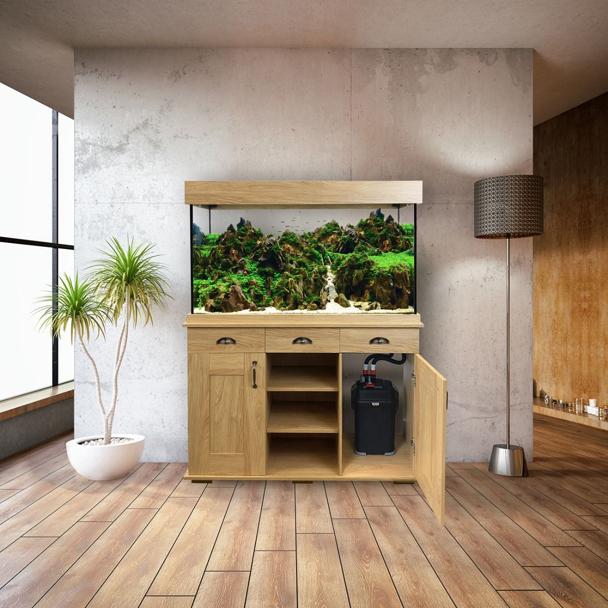 Fluval Shaker 345L Aquarium & Cabinet - Oak