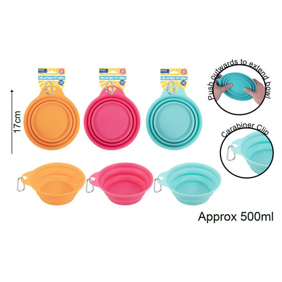 Summer Collapsible Pet Bowl with Clip 