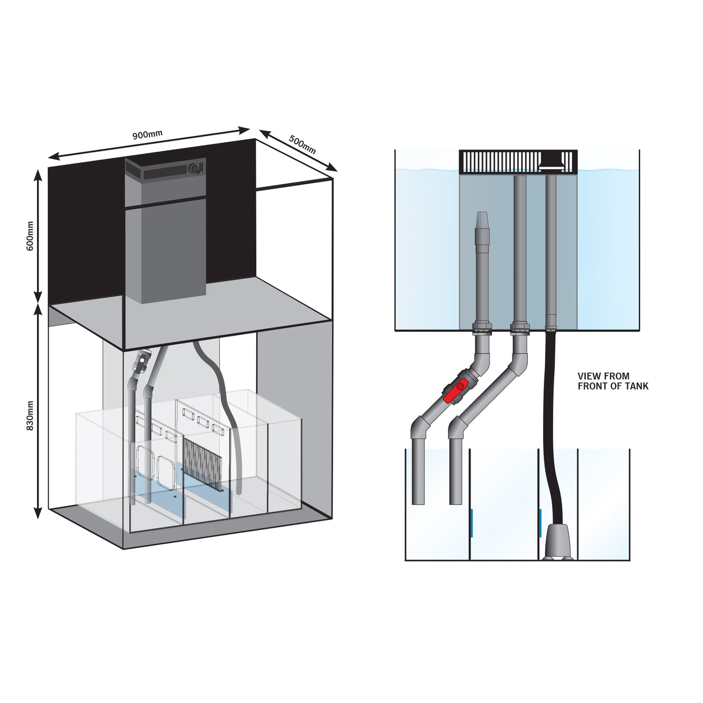 D-D Aqua-Pro Reef 900 Tank & Cabinet (Satin Black)