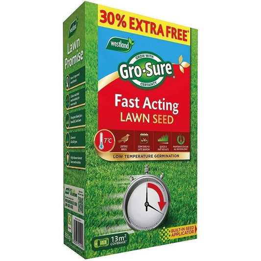 Gro-sure Fast Acting Lawn Seed 10m2 + 30% Extra Free